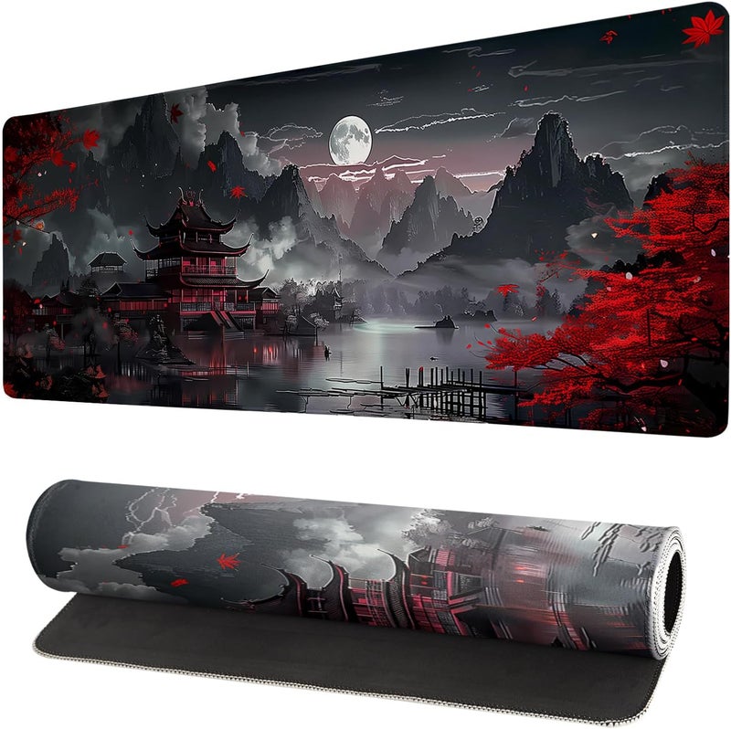 Brecoy Extended Gaming Mouse Pad, Large Gaming Mouse Waterproof with Stitched Edges, Non-Slip Desktop Pad for Home and Office, Level Up Your 31.5x11.8 Inch… (Japanese Style) - Image 1